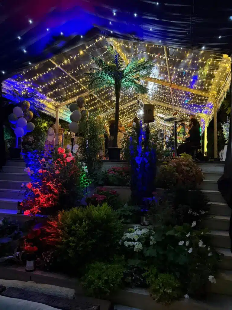 Clear marquee with fairy lights every 50cm